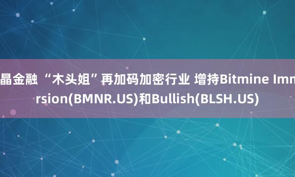 亚晶金融 “木头姐”再加码加密行业 增持Bitmine Immersion(BMNR.US)和Bullish(BLSH.US)
