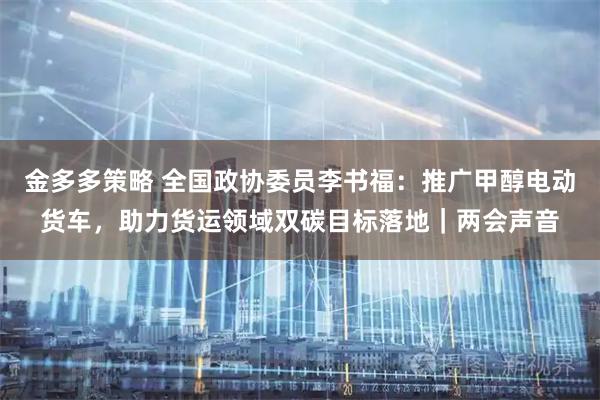 金多多策略 全国政协委员李书福：推广甲醇电动货车，助力货运领域双碳目标落地｜两会声音